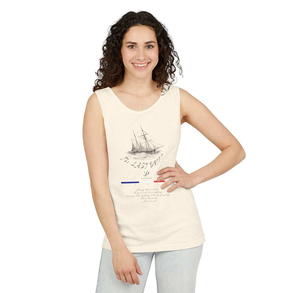 Unisex White Last Drift Cotton Garment-Dyed Tank Top