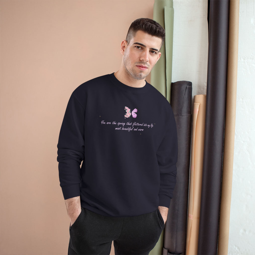 Unisex White Floral Butterfly Spring Quote Cotton Blend Champion Sweatshirt